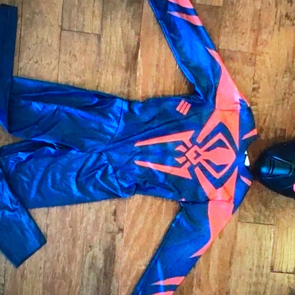 Black spider man miles morales costume with preowned mask kids